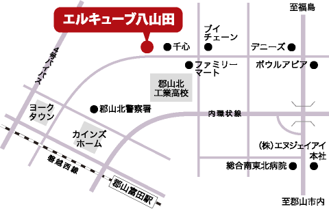 エルキューブ八山田の地図